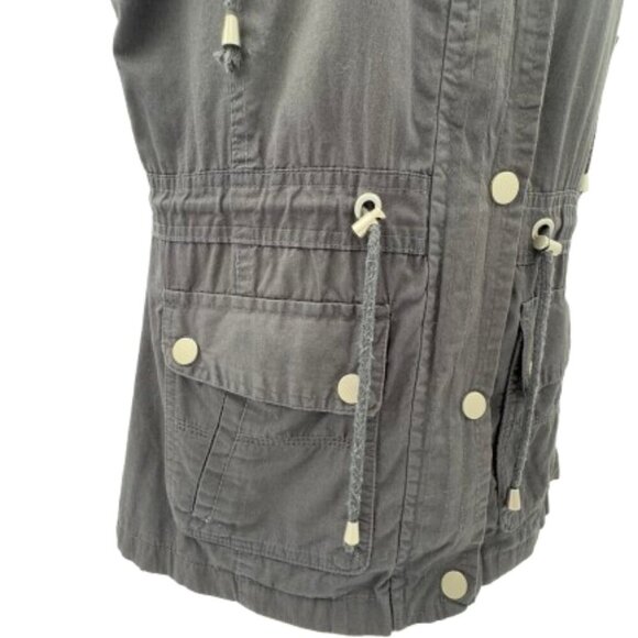 YMI Women’s Small Charcoal Hooded Utility Cargo Vest Jacket - Picture 3 of 8